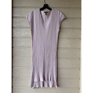 Eileen Fisher womens Ribbed Knit Dolman Sleeve Midi Dress size XL Blush Pink